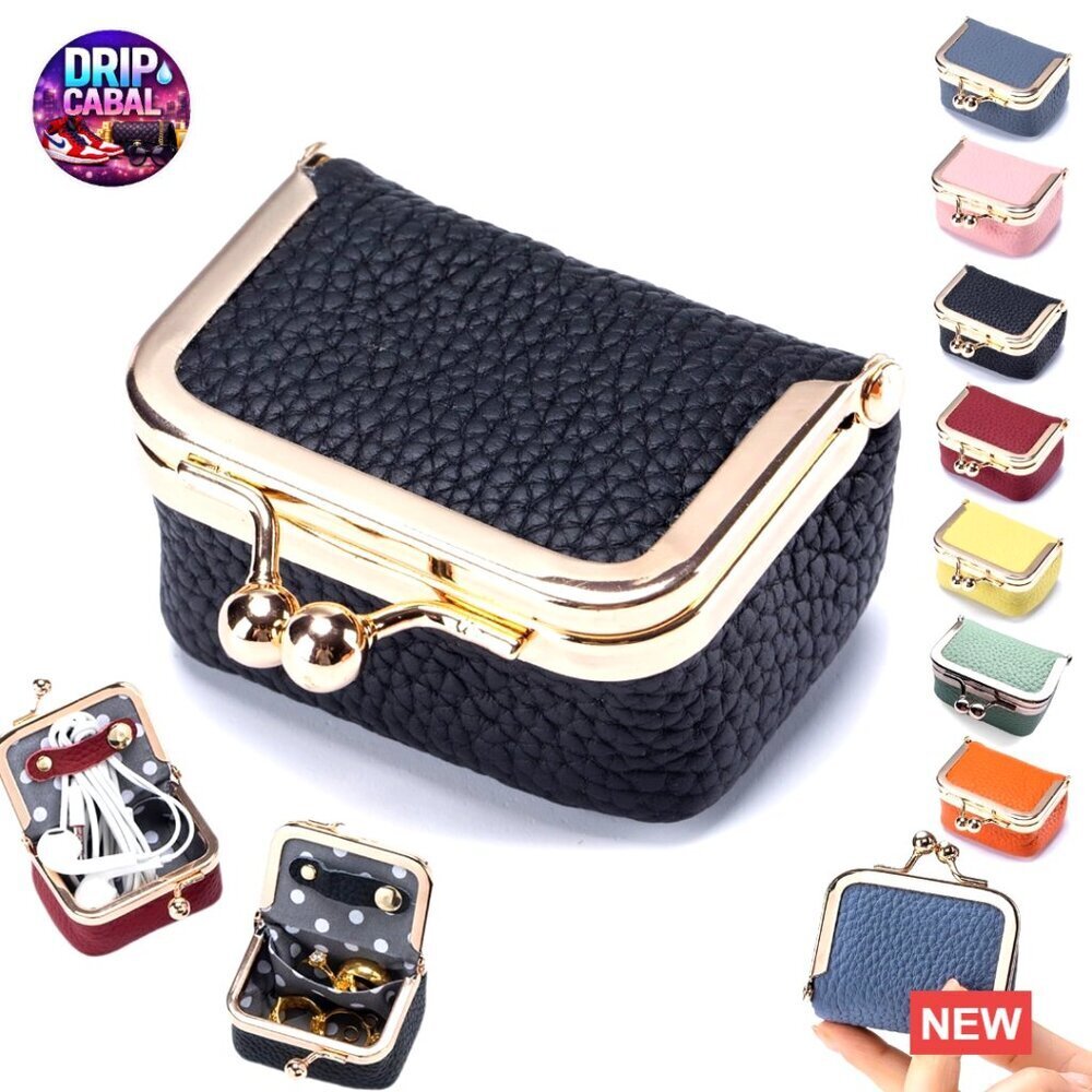 Genuine Leather Mini Jewelry Box Vintage Kiss Lock Portable Travel Organizer